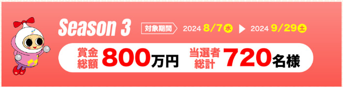キャンペーン賞金総額は800万円！